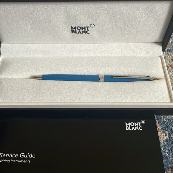 Brand new, never used, blue (teal) Mont Blanc pen - Picture 1 of 4